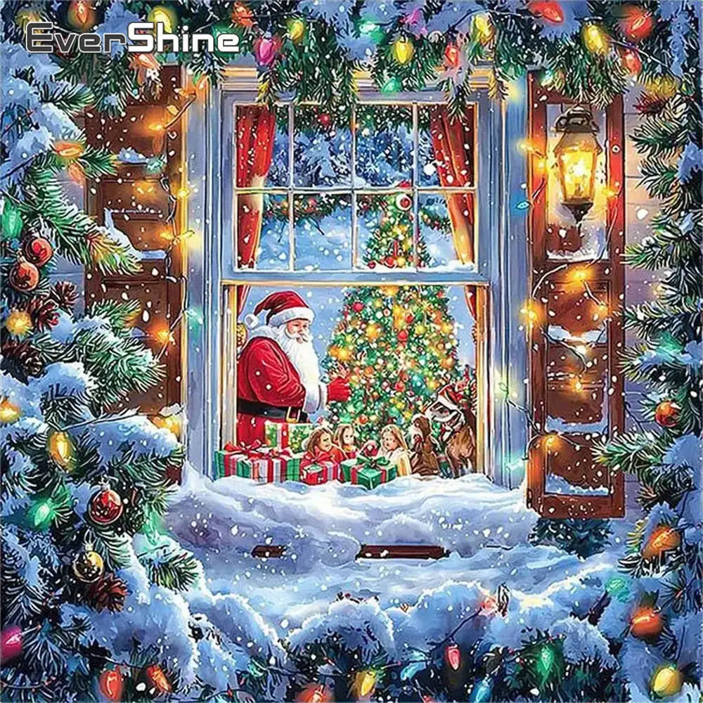 Evershine New Arrival Diamond Painting Santa Claus Portrait Pattern For Adults Beginners Mosaic Christmas Tree DIY Unique Gift