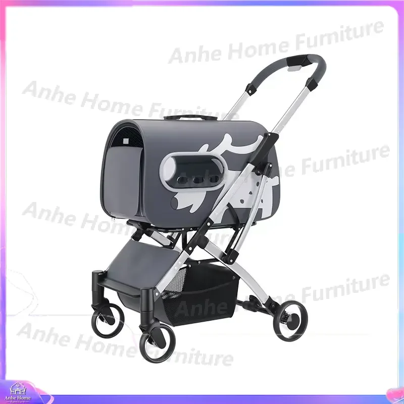 Foldable Pet Stroller for Dogs Cats 4 Wheel Travel Cart One Hand Operation Lightweight Portable Puppy Kitten Transport