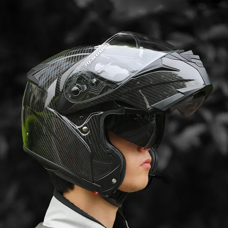 Safe Flip Up ECE Motorcycle Helmet  Affordable Double Lens Motorbike Helmet Racing Helmetscarbon fibre motorcycle helmet B1