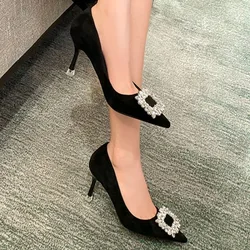 2024 Ladies Summer New Luxury Rhinestone Designer Women's Shoes Sexy Pointed Toe Simple All-match Party Dress Ladies High Heels