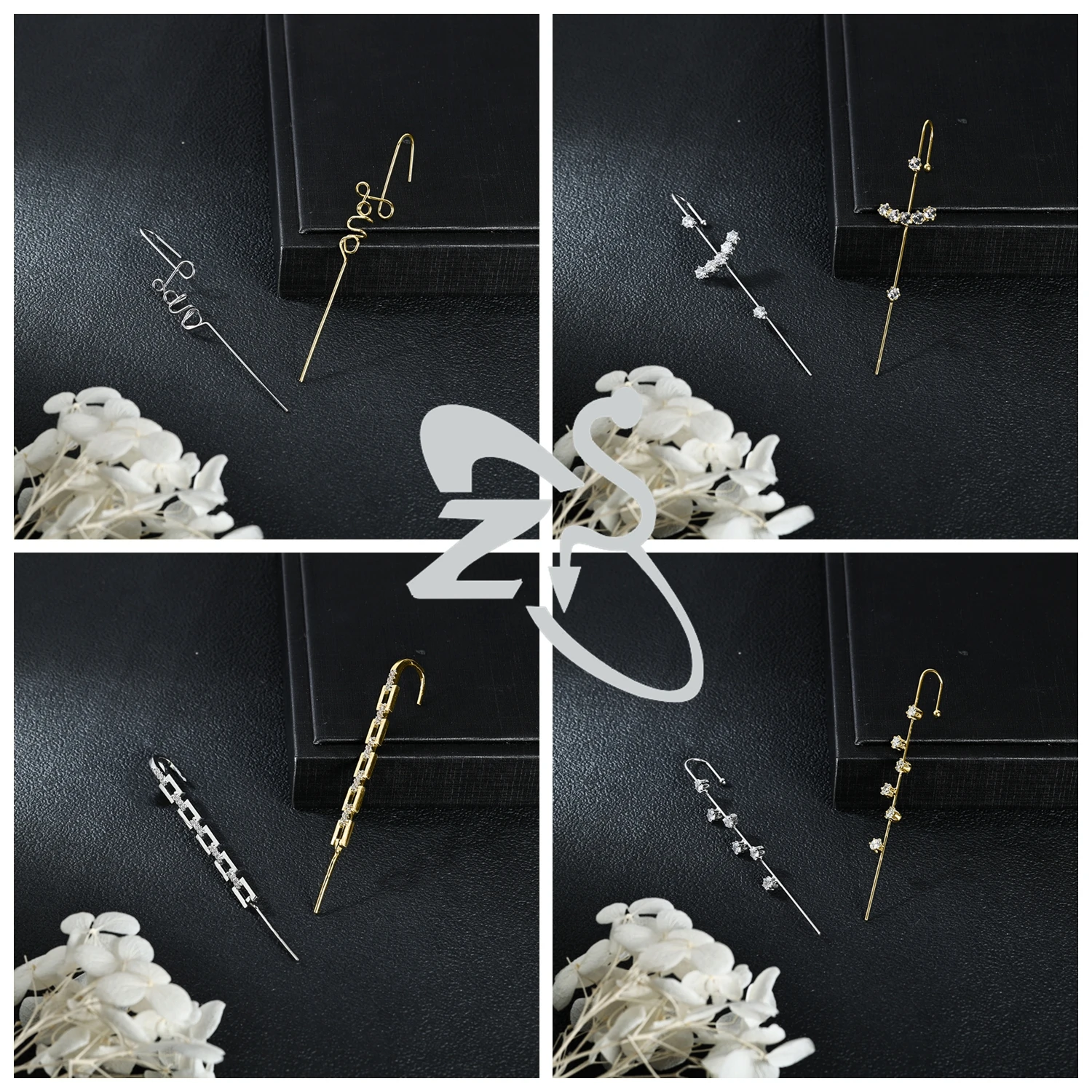 ZS 1 PC 12/18G Ear Needle Wrap Hook Earrings Women Girls Butterfly Bow Ear Studs Helix Cartilage Piercings Jewelry 60/68/70/73MM