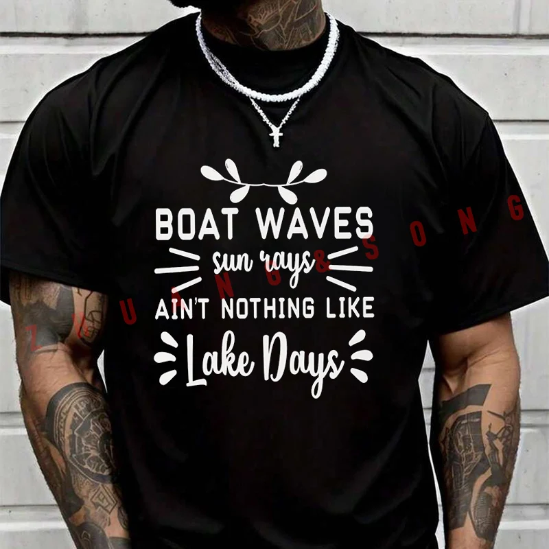 

Мужская модная футболка Boat Waves Sun Lake Days, повседневные модные футболки на лето, удобные топы с короткими рукавами