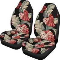 Women Girls Classic Car Seat Covers 2 pcs Front Seat Cover Full Set with Banana Leaves Printed Car Seat Protector Bag