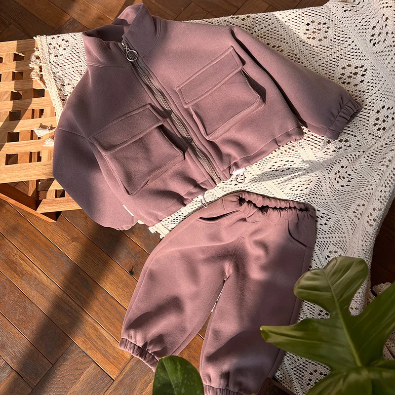 

Girls Sweatshirts +Pants Kids Suits 2PCS/Set Cotton 2024 Brown Spring Autumn Cotton Tracksuit Sport Suits Children Clothing