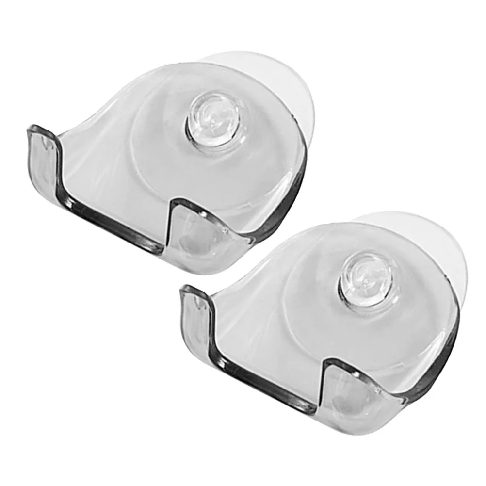 2Pcs Suction Cup Razor Holder Bathroom Wall Mounted Shaver Rack No Drill Storage Space Saving Razor Hanger for Rv Travel