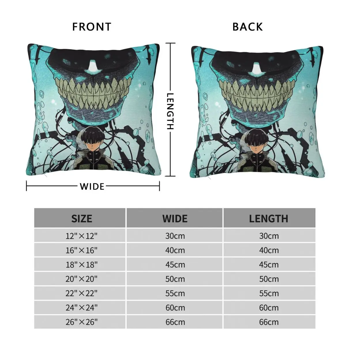 Anime Kaiju No 8 Square Pillowcase Cushion Cover Pillow Case Throw Pillow Cover for Home Sofa Living Room
