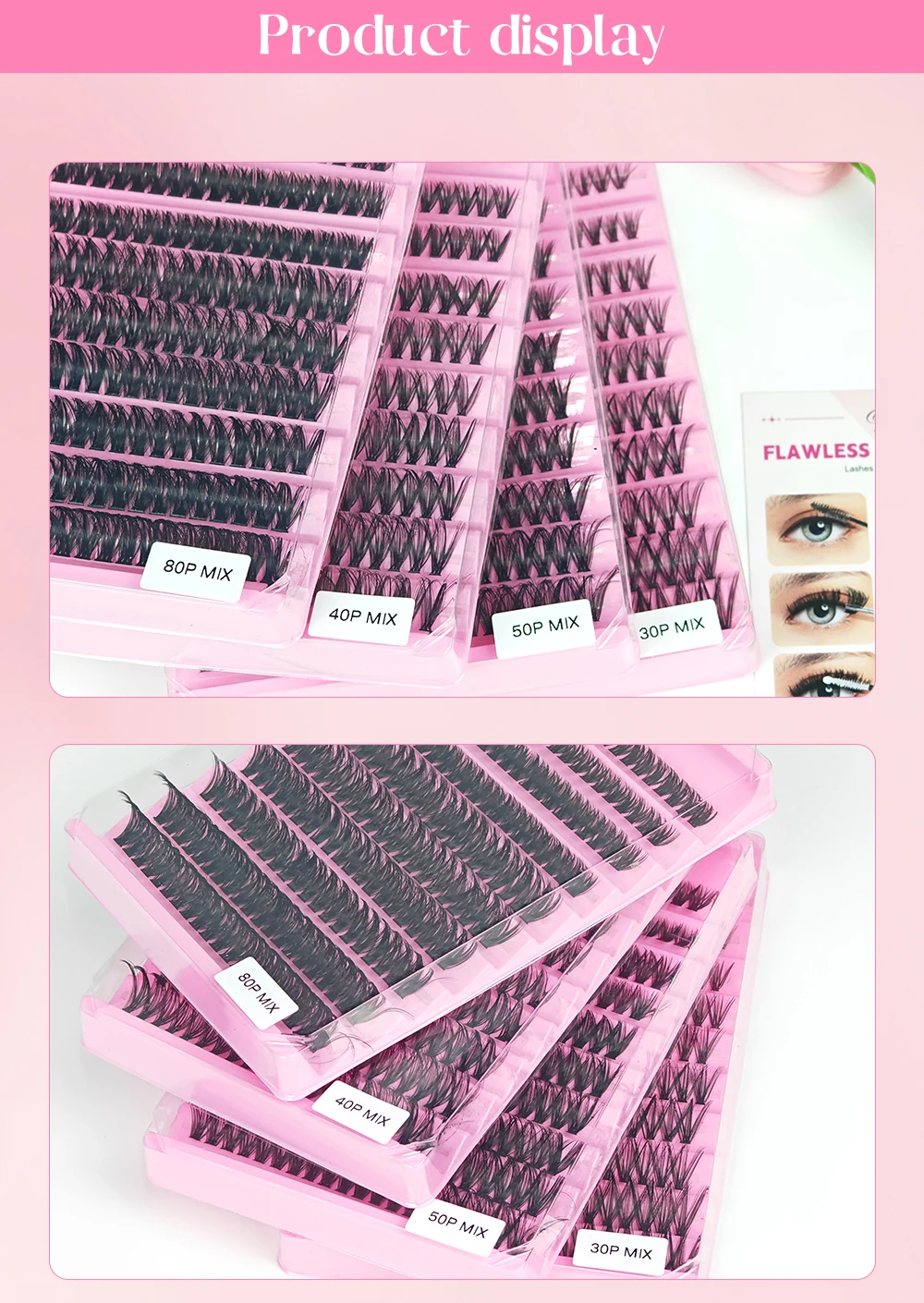 Yelix DIY Cluster-Wimpern 30D 40D 50D 80D Natürlich Flauschig Wiederverwendbar Großhandel für Schönheitssalons, Händler, Profis, Make-up – Detail 7