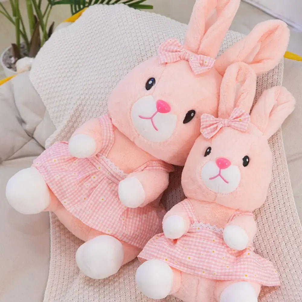 PP Cotton Rabbit Plush Toys Fluffy Soft Pink Rabbit Plush Doll Comfortable Cartoon Rabbit Stuffed Toy Home Decor
