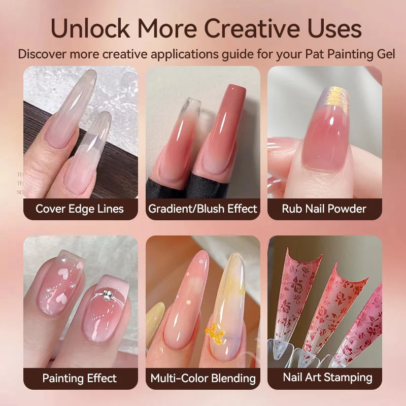 UR SUGAR 1/2 Stück Weißes Pat Painting Gel Nagellack 4-in-1 Gradient French Cover Edge Lines Nagelstempelmuster Nagel-DIY-Pattin – Detail 14