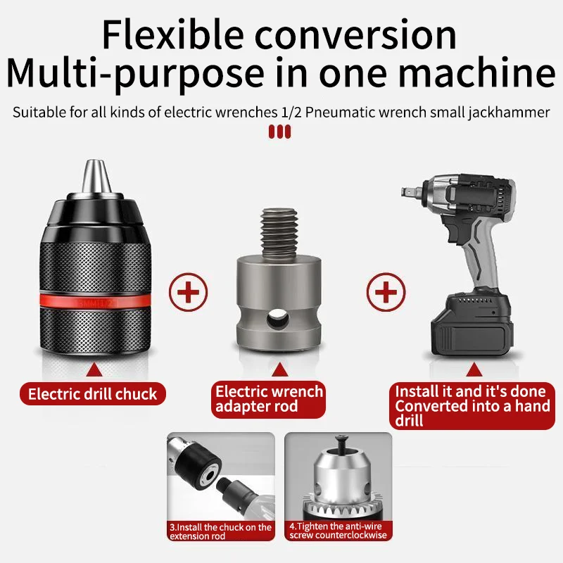 1/2 20UNF الحفر تشاك 1/2 تشاك محول 2-16 مللي متر قدرة بدون مفتاح تشاك 2-16 مللي متر المشبك المدى لتحويل وجع #4