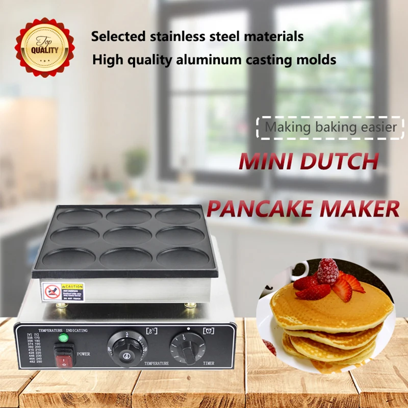 

950W Electric Dutch Pancake Makerr 9-Holes Mini Dutch Nachine Poffertjes Grill Muffin Machine Non-stick Waffle Maker