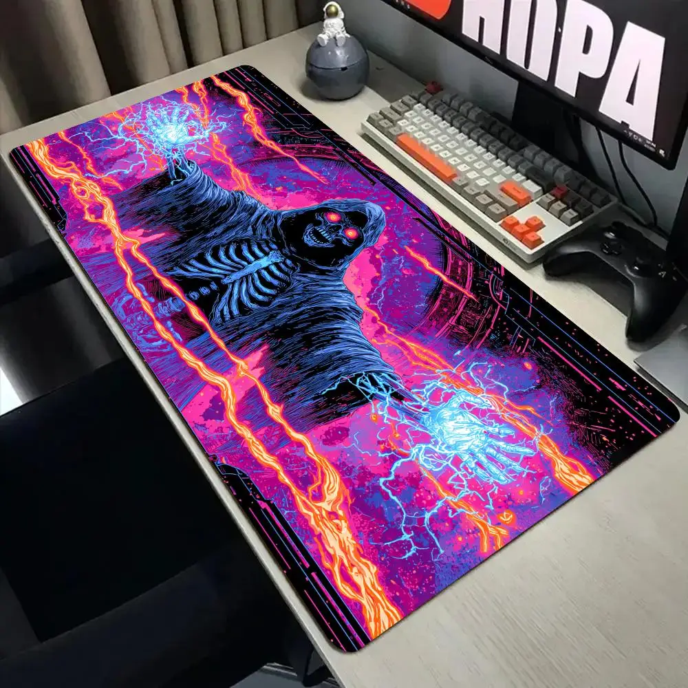 Lightning Skeleton Death God Mouse Pad Desk Mat with Stitched Edge XXL Mousepads Rubber Anti-slip Gamer Keyboard Rug Gaming Mats