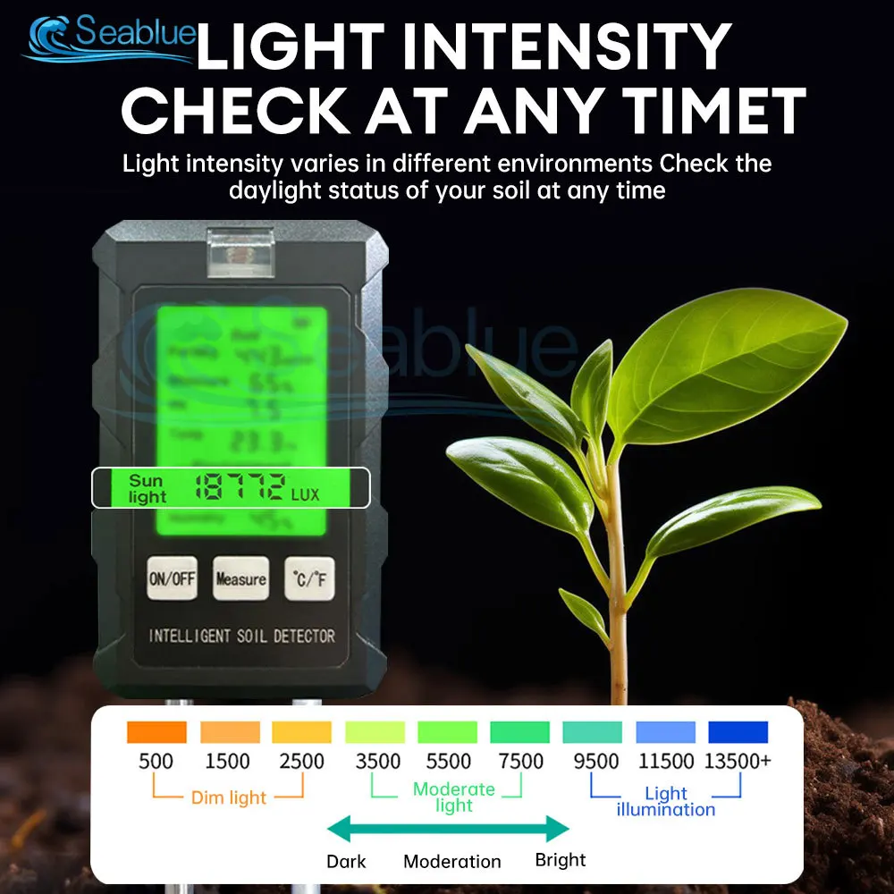 High Accurancy Soil PH Tester Soil Moisture/PH/Temperature Sunlight Intensity Testers Garden Planting Soil Detector Soil PH Test