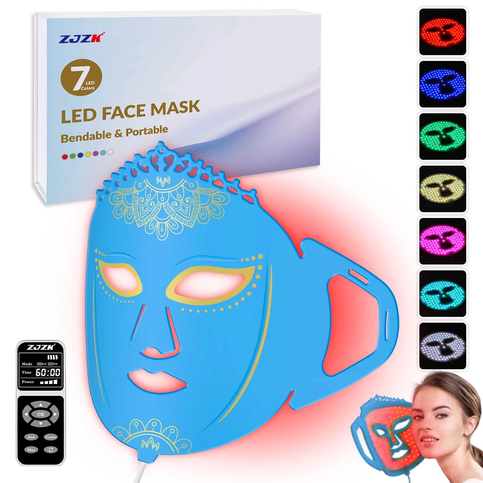 ZJZK 360Chips Laser Therapy Sale Skin LED Mask Light 660nm 850nm 940nm Laser Device For Pain Increases Nutrient Transfer