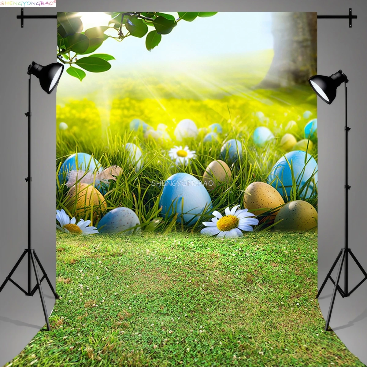 

Spring Easter Egg Butterfly Birthday Party Background Bunny Floral Garden Rabbit Kids Baby Shower Photography Backdrops ES-11