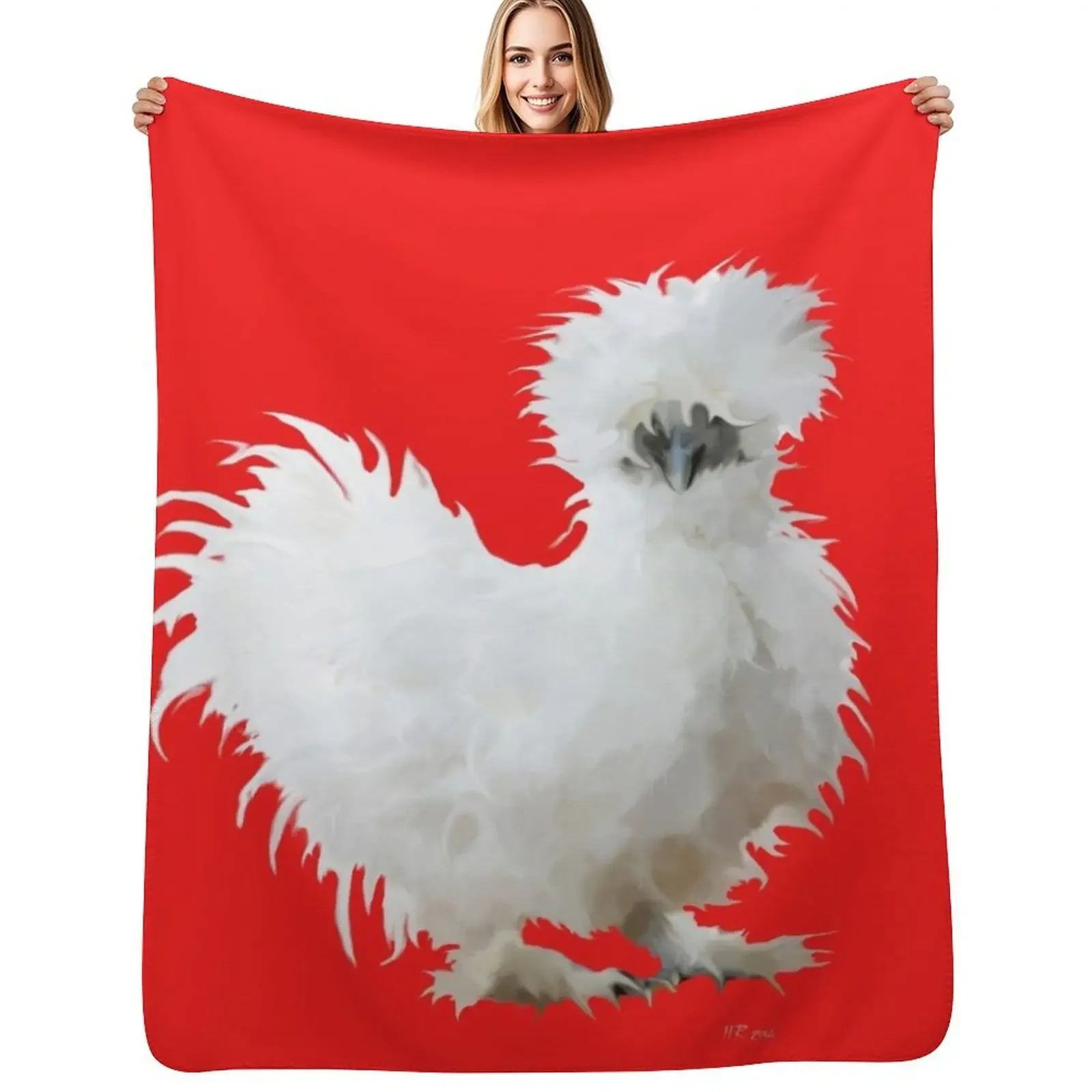 

Silly White Silkie Chicken Throw Blanket Beach Decorative Throw Fashion Sofas Blanket