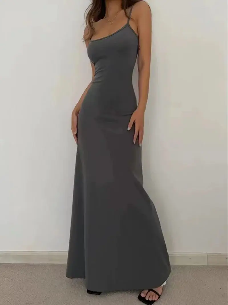 Woman Spring Summer Style Bodycon Dress Female Sexy Sleeveless Spaghetti Strap Split Sheath Dress Vestidos