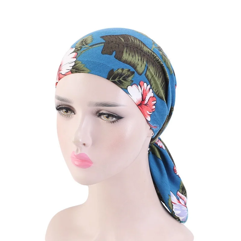 Women Elastic Inner Hijabs Hat Pastoral Style Lady Hair Bands Fashion Muslim Turban Hijabs Hats Indian Wrap Cap