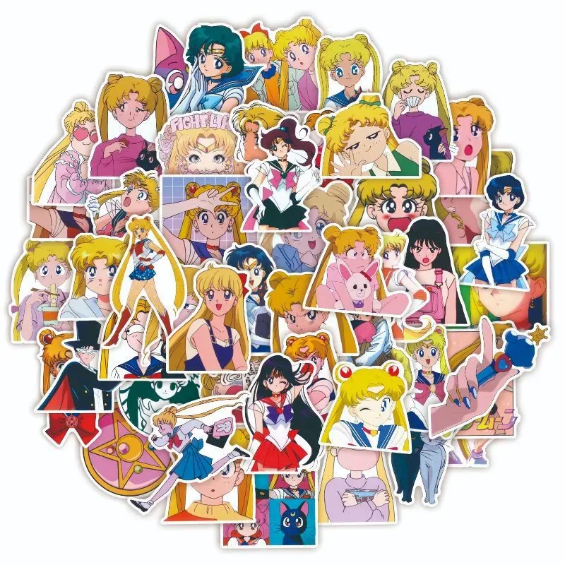 50pcs Sailor Moon Kawaii Stickers Cartoon Anime Derivative Peripherals Cute Sticker Notebook Water Glasses Decoration Gifts New view 3