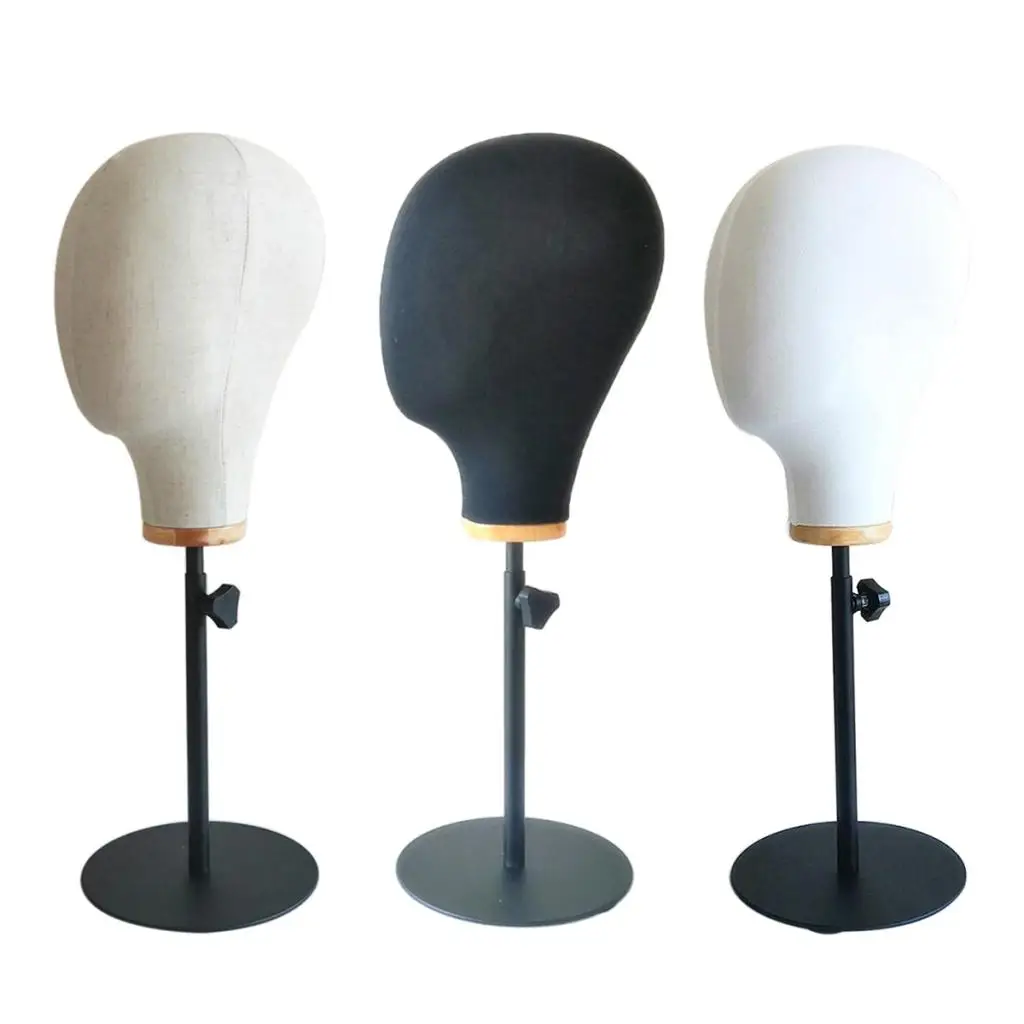 Cabeça de manequim de lona, suporte de exibição de peruca de linho, suporte ajustável, cabeça manequim realista para peruca, chapéu, vitrine de joias