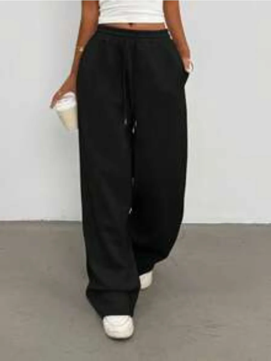 Women's Straight Loose Long Casual Pants, Elegant Comfortable Design, Suitable for Leisure and Sports, Light Gray Sweatpants