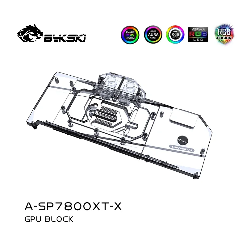 바이스키 A-SP7800XT-X GPU 수랭 블럭 (사파이어 라데온 RX 7800 XT 니트로 / 퓨어 / 펄스 RX 7700 XT 비디오 카드 / 구리 라디에이터용)