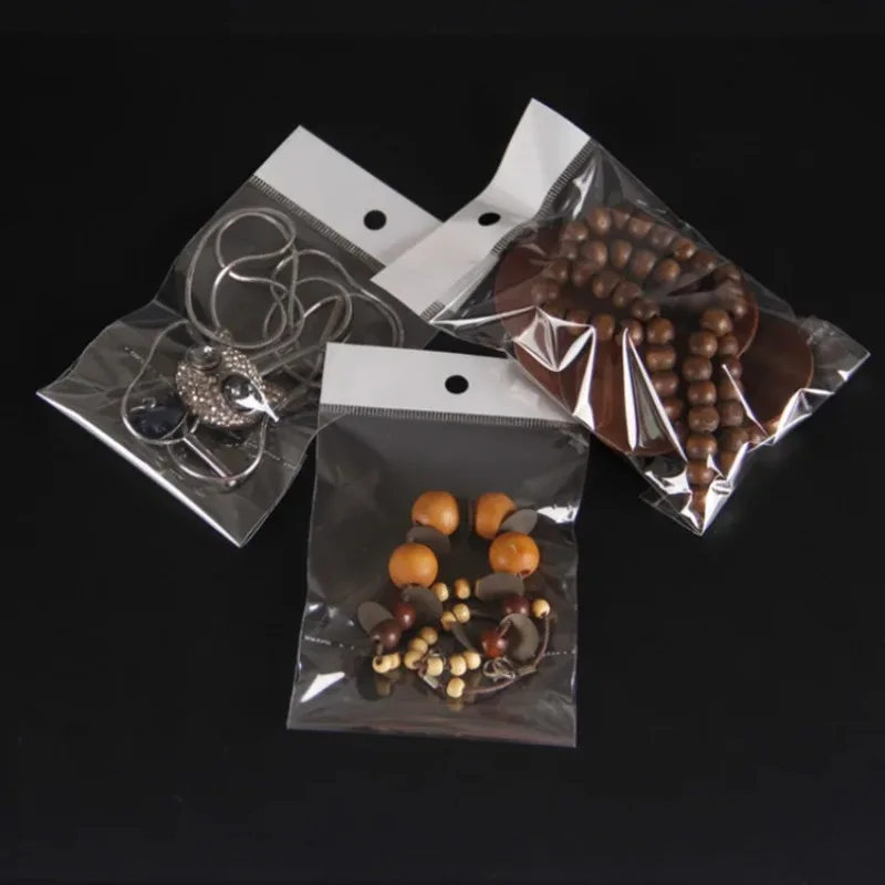 

100pcs Clear Self-Adhesive OPP Hanging Bags | Resealable Plastic Pouches for Jewelry Display, Gift Packing & Retail Storage