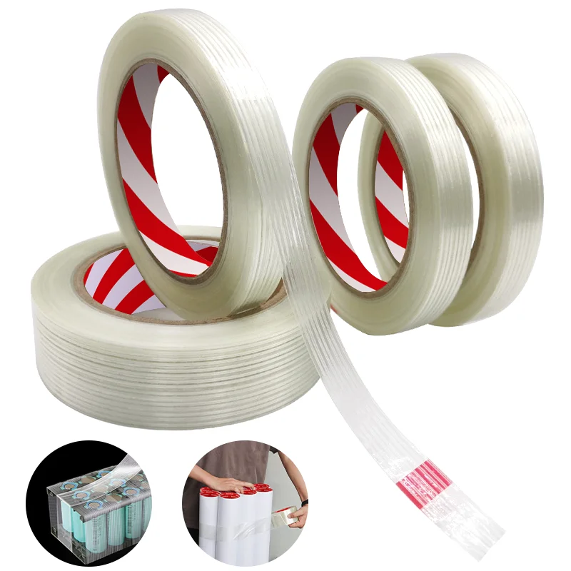 

Strong Fiberglass Tape Transparent Striped Adhesive Tape Insulation Wrap Fiberglass Tape Single Side Packaging Fixed Tape