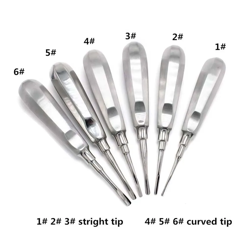 GULPOOE Dental Extraction Elevator Stainless Steel Tooth Stright Curved Root Elevator Minimally Invasive Dentist Surgical Tool