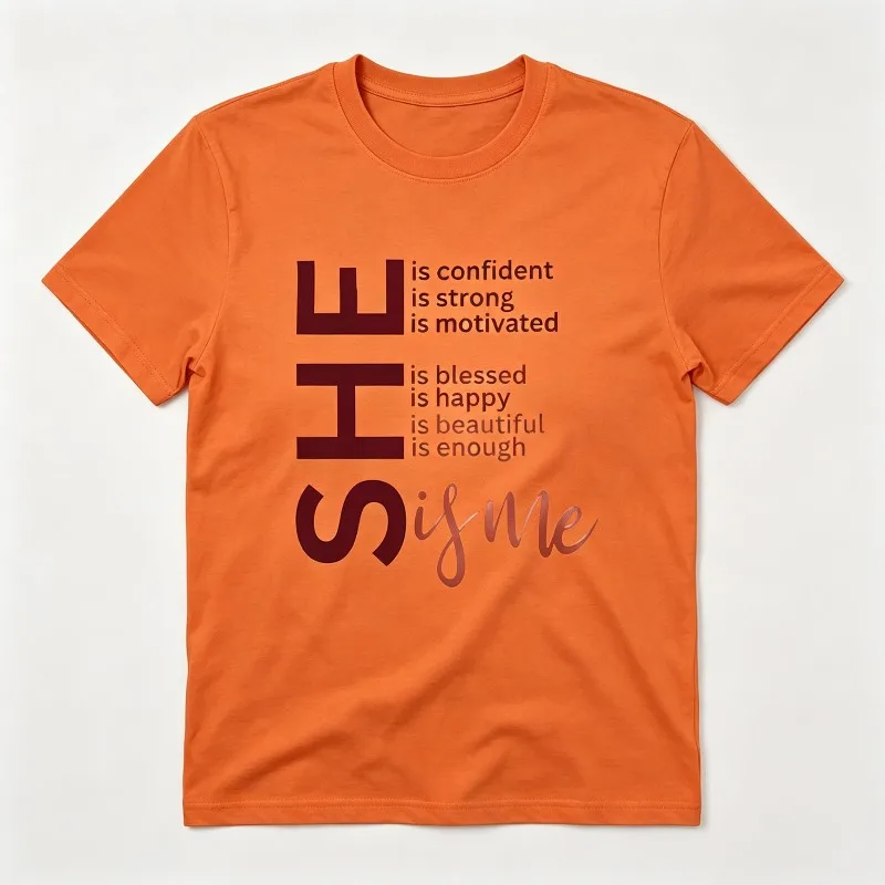 “SHE is me” Inspirational T-Shirt “She Is Confident Strong Blessed Happy Beautiful Enough” Casual Cotton Top  Graphic Tee Gift