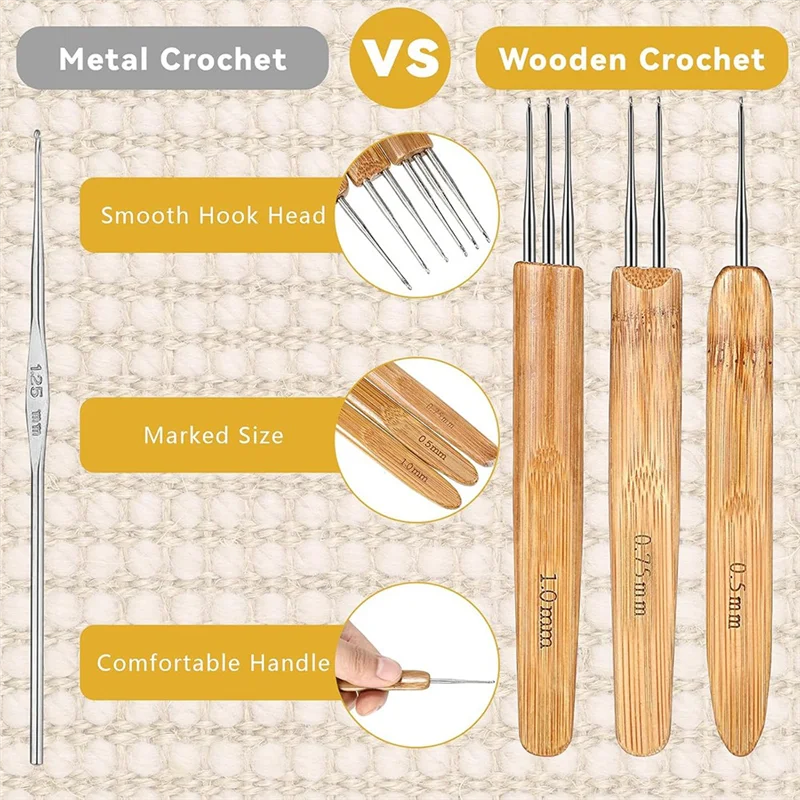 

【Hot Selling】9Pcs Dreadlock Crochet Hook For Hair Loc Needle For Dreads Tool For Braid Craft Dread Locks Crochet Needles