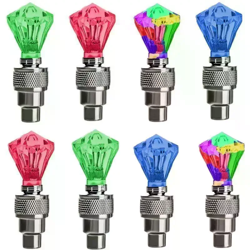 2Pcs LED Bike Wheel Light Tire Valve Cap Neon Lamp Waterproof Tyre Wheel Valve Cap Flash Practical Warning Lights Bicycle
