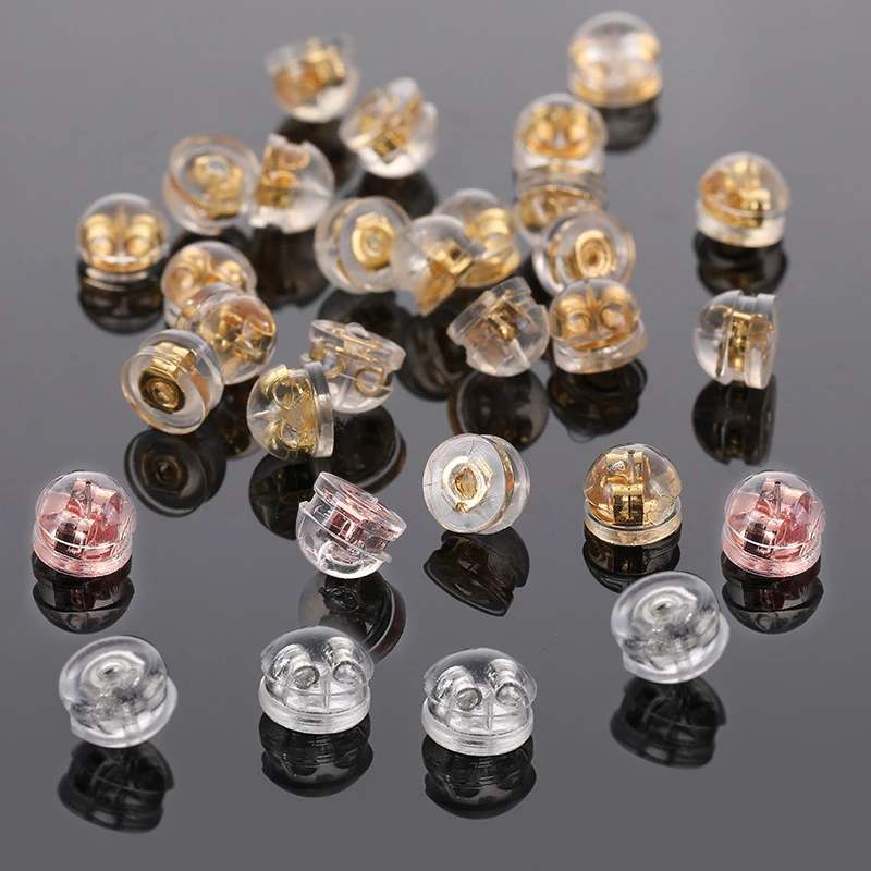 20pcs Soft Silicone Rubber Earring Back Stoppers for Stud Earrings DIY Earring Findings Accessories Bullet Tube Ear Plugs