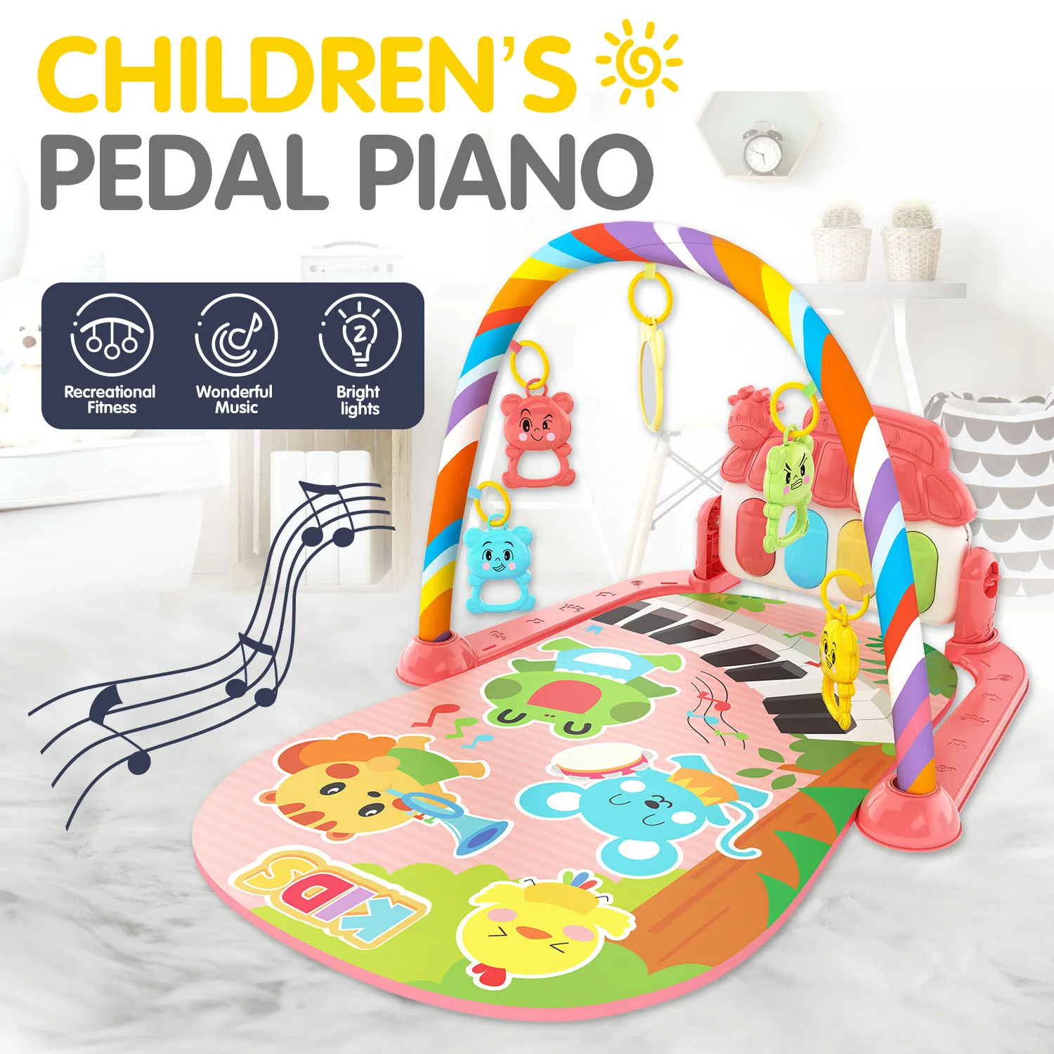 0-1 year old newborn baby music pedal piano baby fitness stand toy fitness equipment climbing pad toy