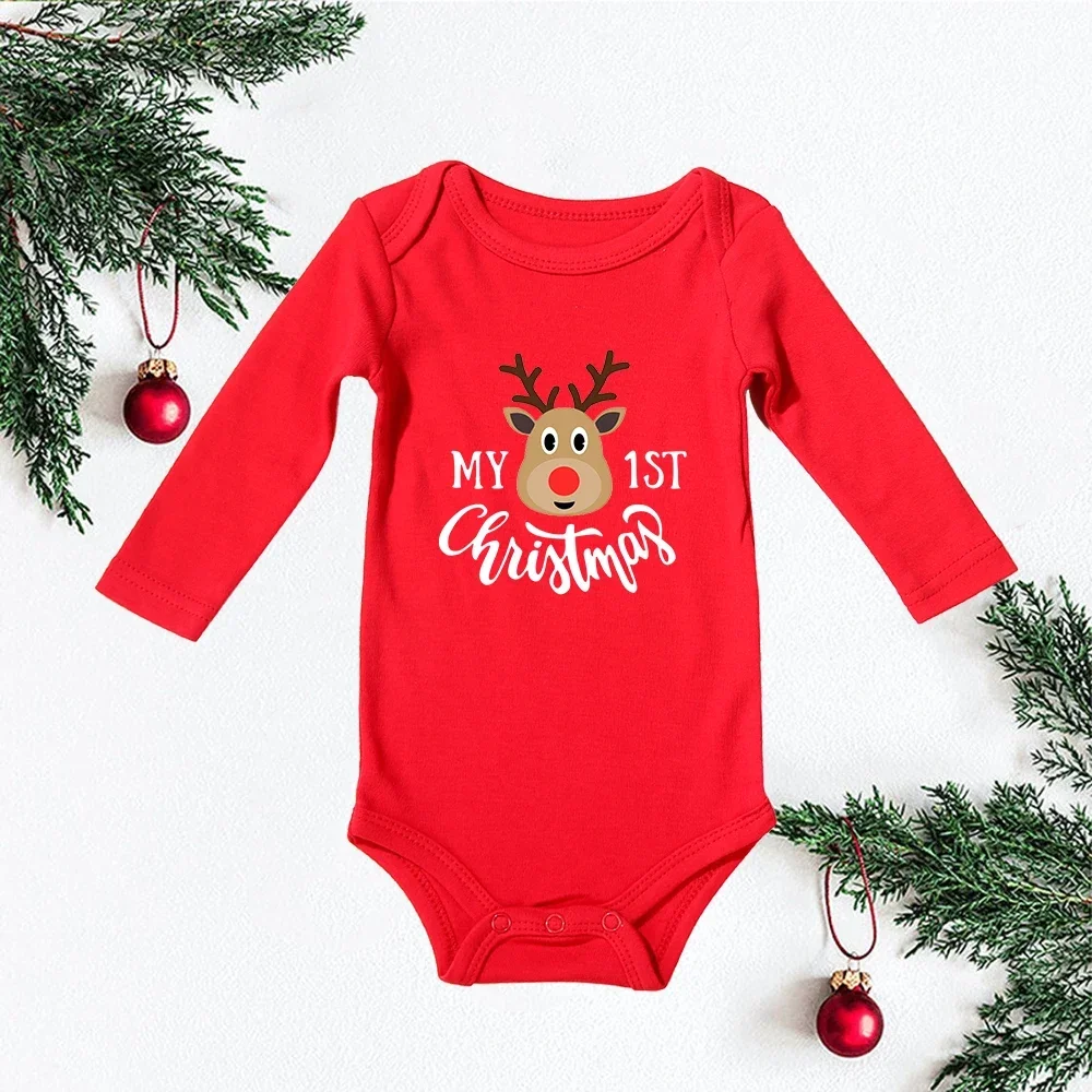 My 1st Christmas Baby Bodysuit Baby\'s First Christmas Jumpsuit Clothes for Newborn Boys or Girl Toddler Xmas Shirts 100% Cotton