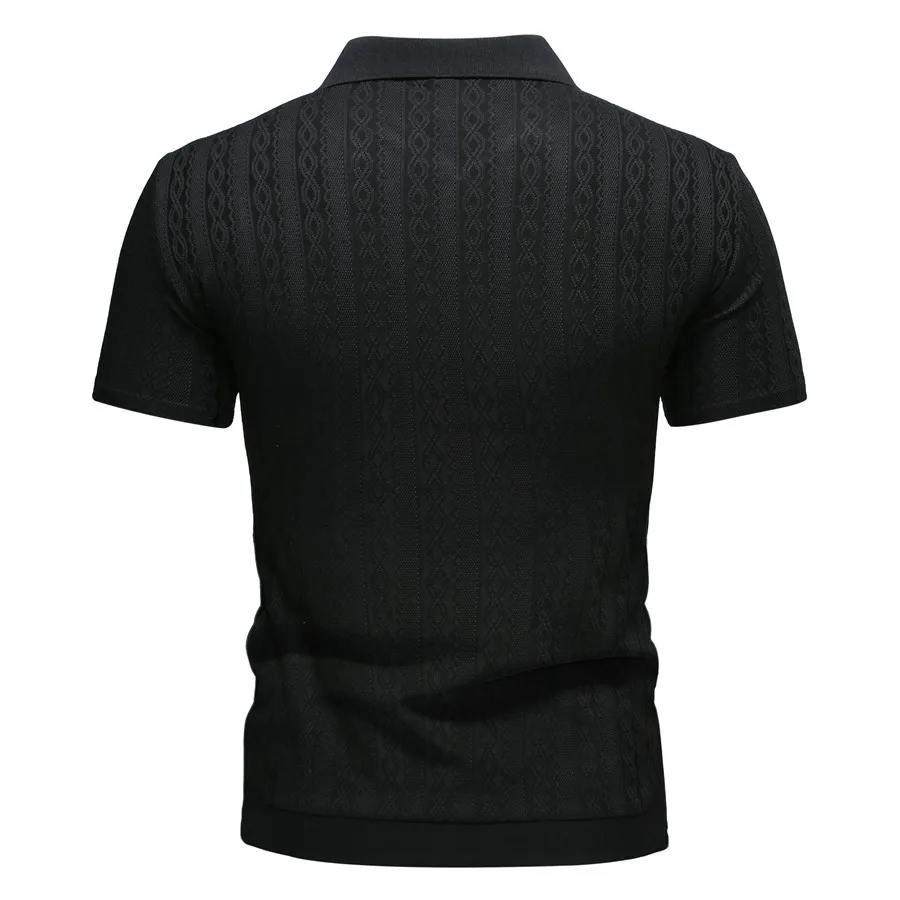 Summer Men's Zipper Design Splicing Polo Shirts Short Sleeve Breathable Casual Lapel Collar Streetwear Fashion Top