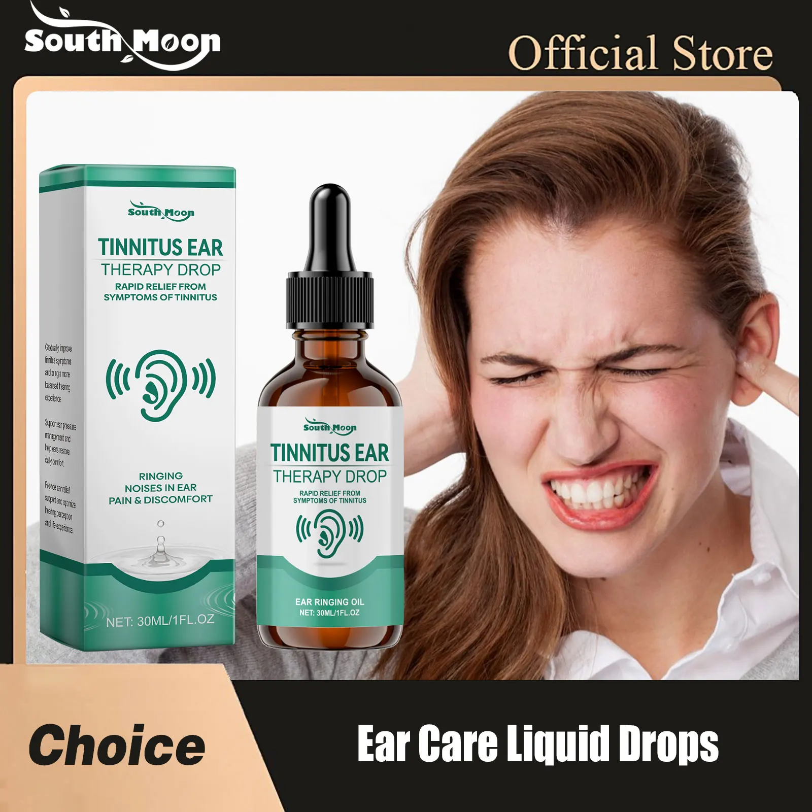 South Moon Ear Care Liquid Drops Improve Tinnitus Reduce Hearing Loss Relief Deafness Earache Gentle Ear Ringing Treatment Oils