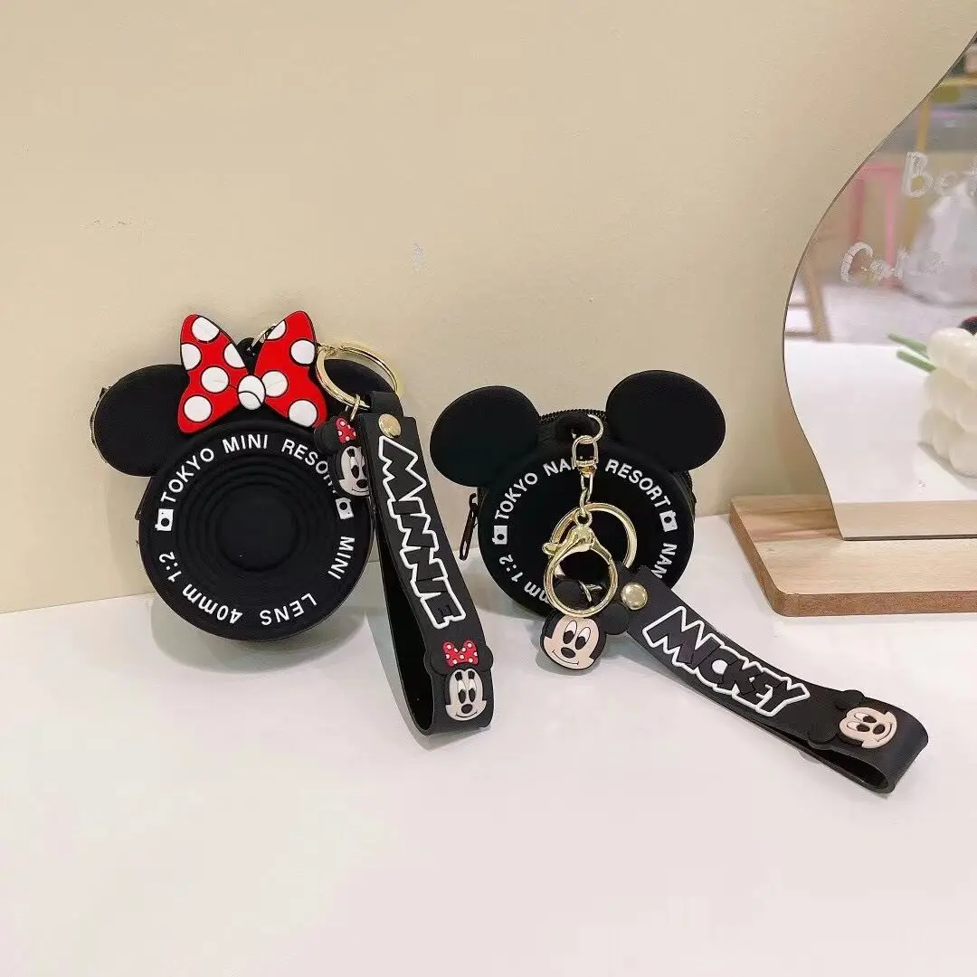 Cartoon Disney Mickey Keychain Minnie Cute Mini Silicone Coin Purse Keyring Girl Trend Romantic Bag Pendant Accessories Keychain