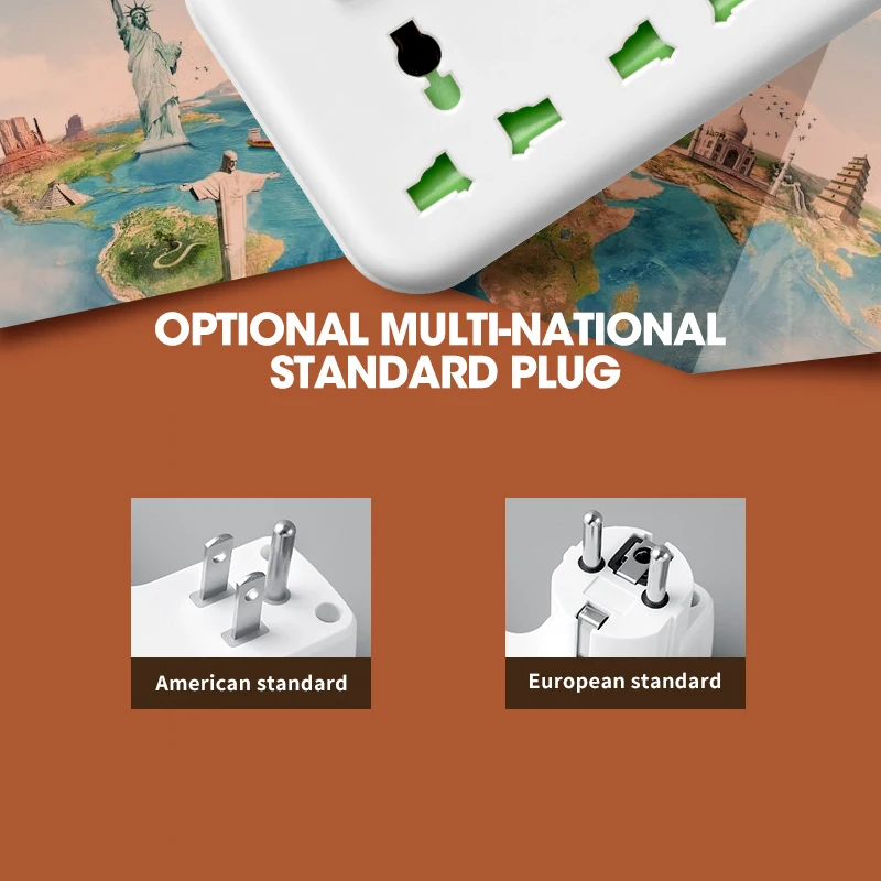 الاتحاد الأوروبي الولايات المتحدة التوصيل التيار المتناوب قطاع الطاقة المخرج Multiprise العالمي الحائط منفصلة التبديل المقبس مرشح الشبكة منافذ USB C شحن