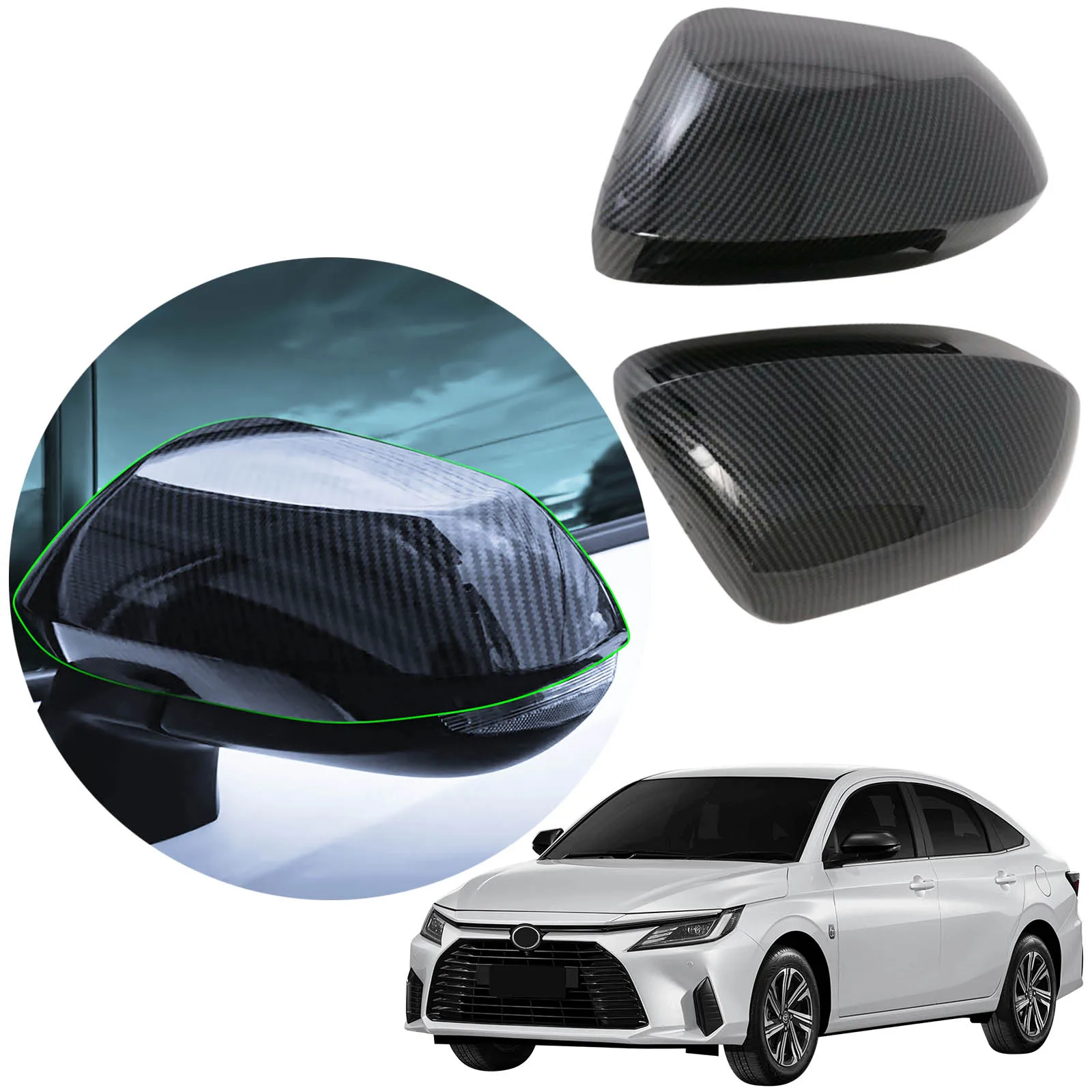 

Auto Door Rear View Mirror Cover Protector Trim Body Kit Upgrade Car Accessories For Toyota Vios Yaris Ativ Sedan 2024