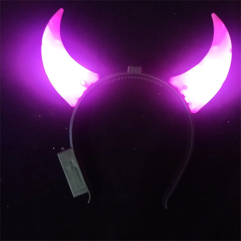 LED Diabo Chifre Light Up Headband, Evil Halloween e Decoração de Festa de Natal, Glitter Headwear, Cosplay Party Costume, Hair Hoop