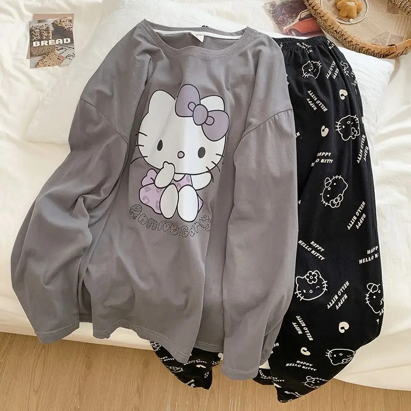 

Hello Kitty Women's 2025 Pure Cotton Pajama Set Fall Winter Long Sleeve Cozy Home Wear Cute Casual Loungewear