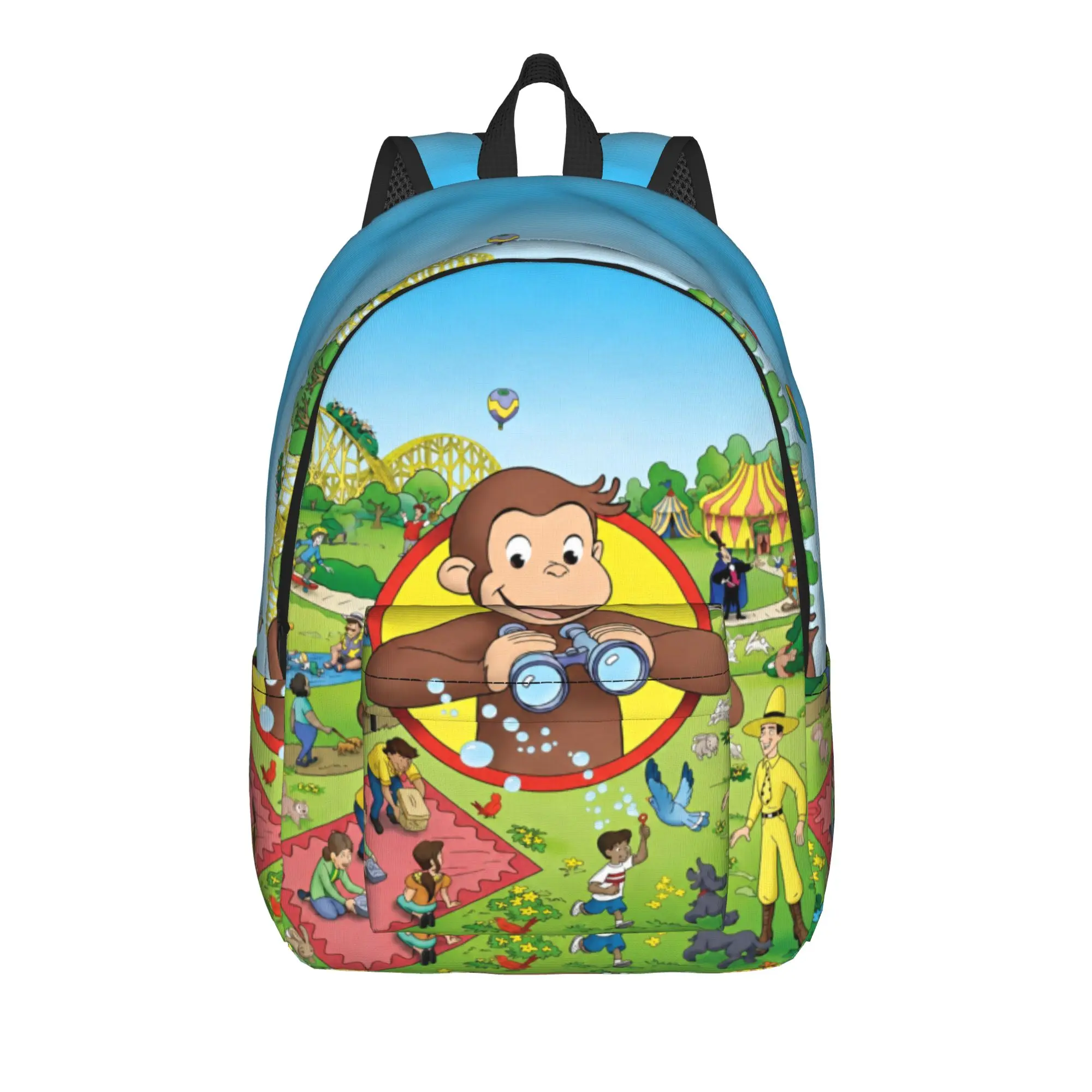 Curious Monkey Georges Cartoon Backpack for Men Women Teenage Student Business Daypack TV Series College Canvas Bags Sports