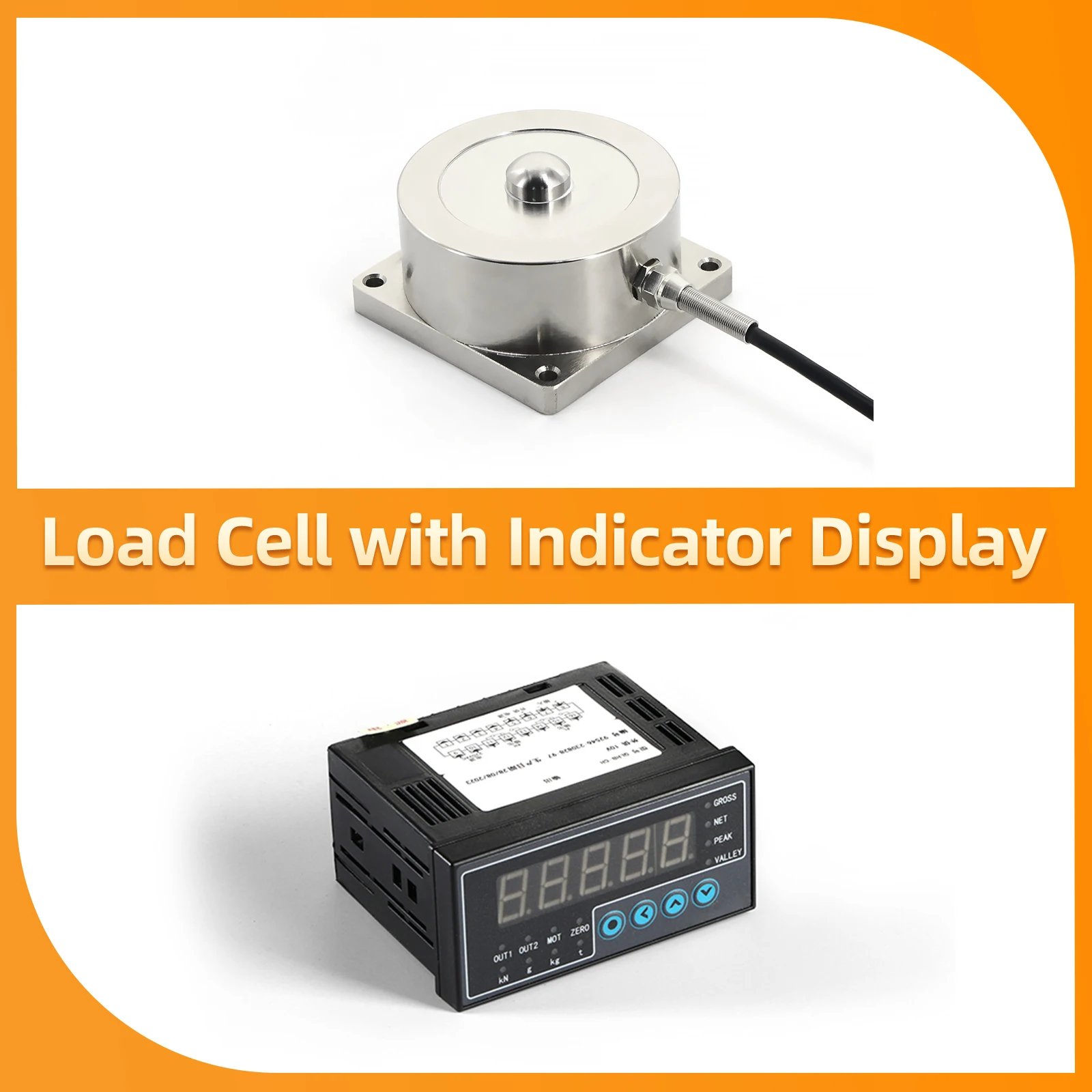 Spoke Load Cell Sensor with 160*80 Indicator Display,Test Tension and Compression Weight Pressure,200KG 5T,Unit conversion