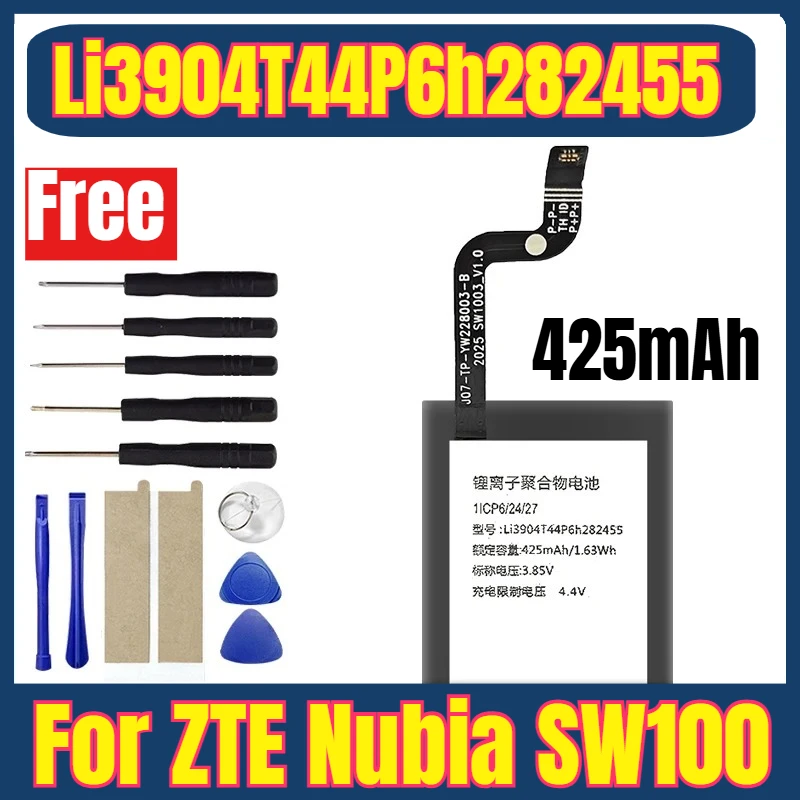 

425mAh Li3904T44P6h282455 Watches Batteries for ZTE Nubia SW100 + Free Tools