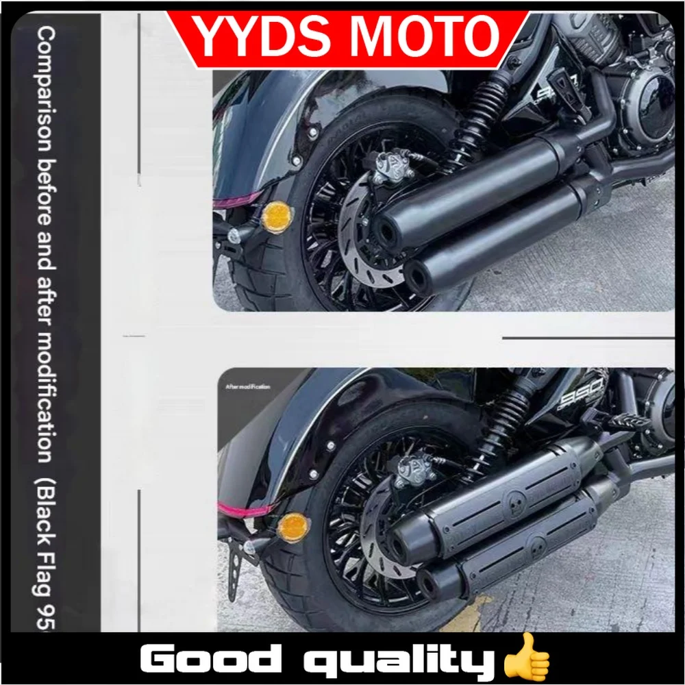 For Benda Dark Flag 950, modified exhaust tail section with anti-scalding cover and snake-bone high-temperature heat insulation