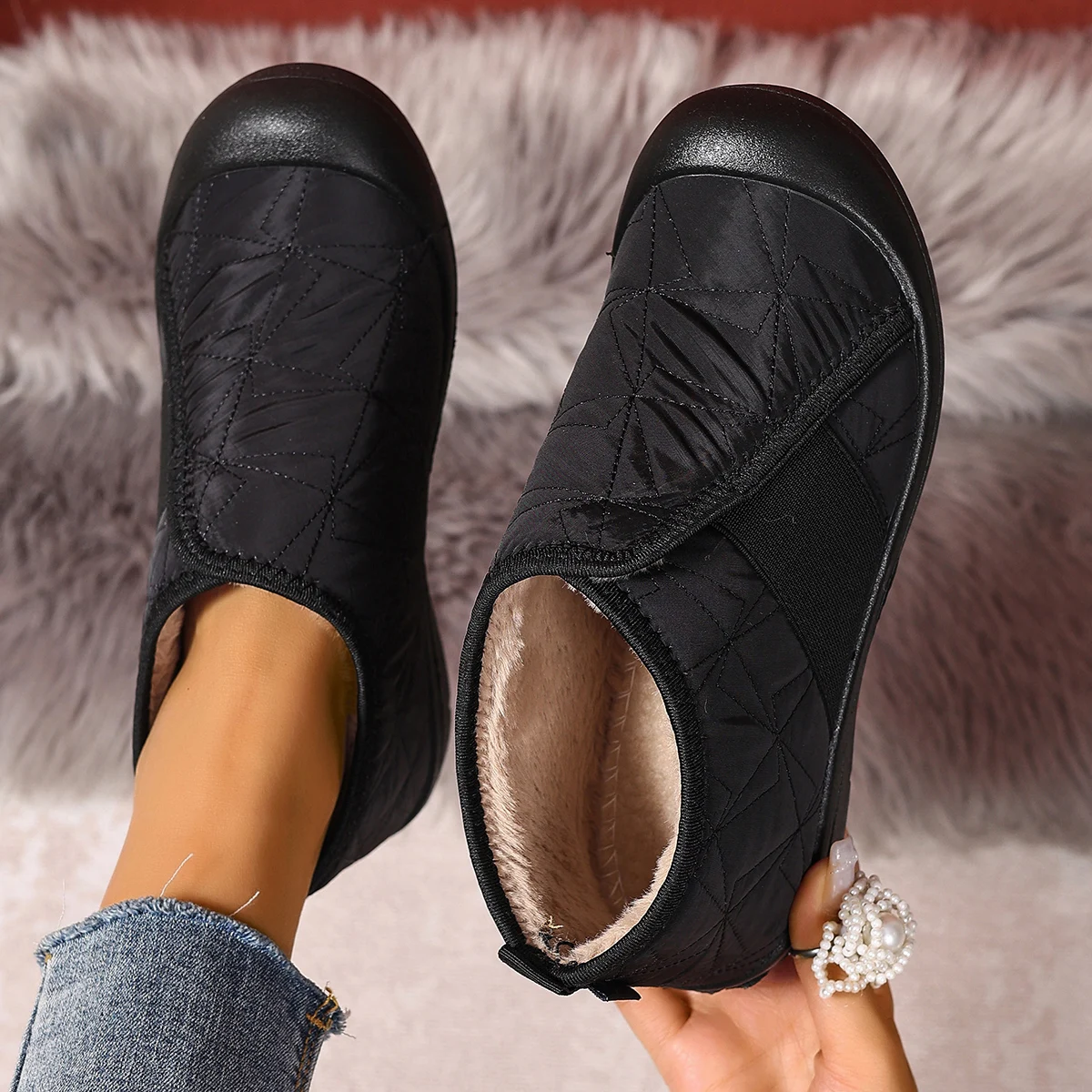 Zapatos sencillos de algodón Para Mujer, botas de nieve cálidas de felpa, zapatos informales ligeros y cómodos Para Mujer, Botines Para mujeres de 