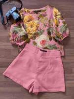 2024 ZANZEA Summer Short Sets Women Outfits 2PCS Elegant Short Sleeve Floral Blouse Pant Suit Fashion Tracksuit Matching Sets