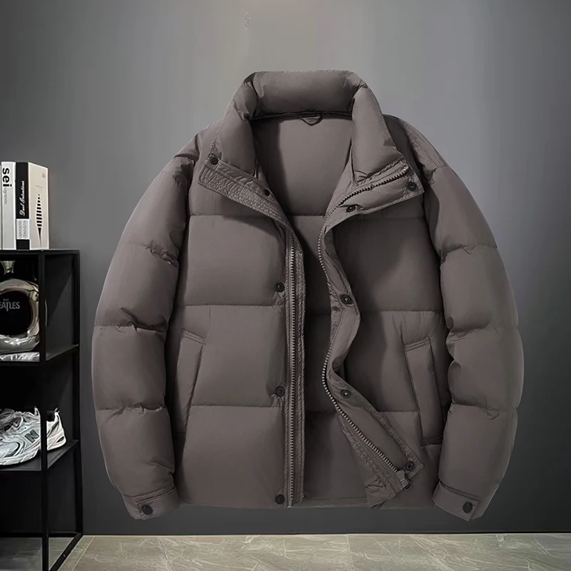 

2025 Winter Men's Fashion Stand Collar Down Jacket Loose Fit Casual 50% White Duck Down Thickened Warm Parka
