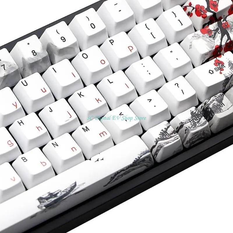 E74D Exquisite 68 Keys Wangjiang Plum Blossom Mechanical Keyboard Keycap for IFG68